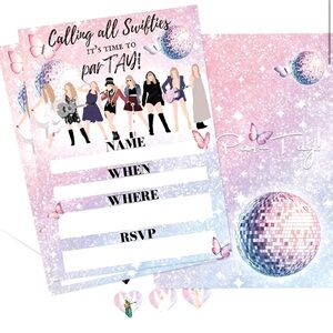 20 Taylor Swift Party Invitations With Envelopes and Stickers